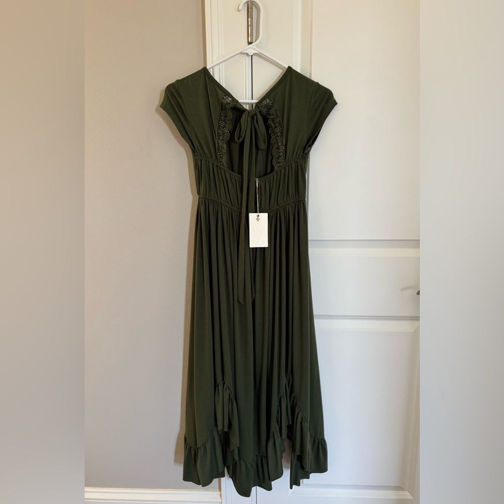 Girls Olive Ruffle Dress - Picture 5 of 8